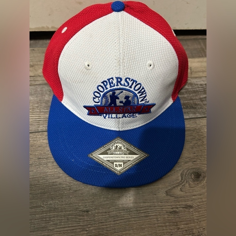Cooperstown Hat Cap Mens Fitted S/M White Red All-Star MLB Baseball‎ Logo Adult